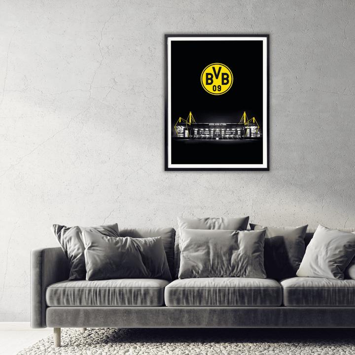 Produktbild Borussia Dortmund BVB Signal Iduna Park bei Nacht Emblem (50 x 60 cm)