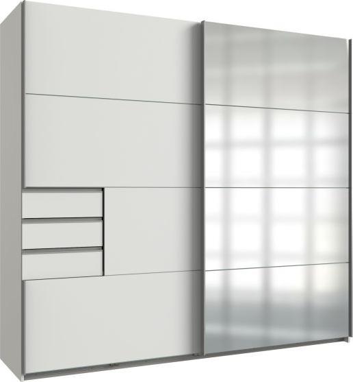 Corps+tiroirs Blanc, façade de porte continue miroir