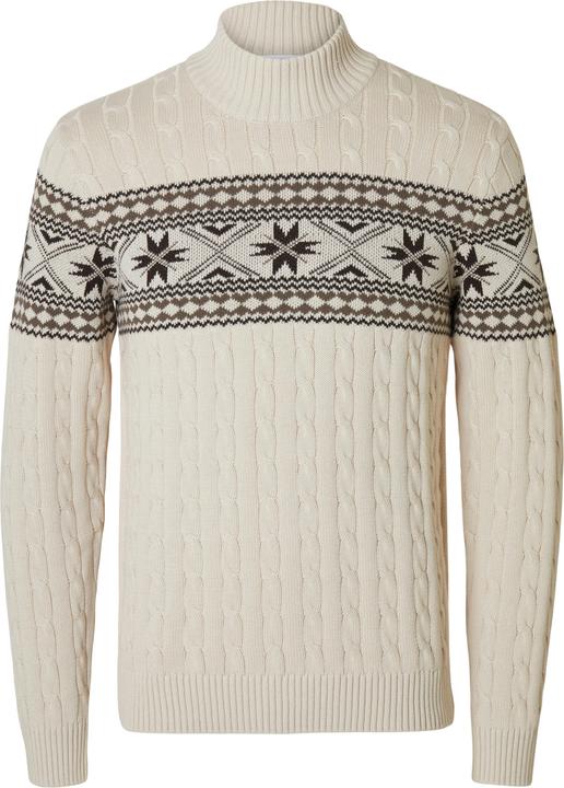 Selected Homme Slhflake Ls Knit Cable High Neck W