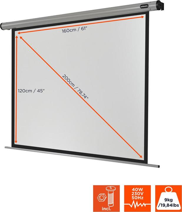 Productafbeelding Celexon Home Cinema elektrisch scherm - Scherm - Plafondmontage mogelijk, geschikt voor wandmontage. (78.74", 4:3)