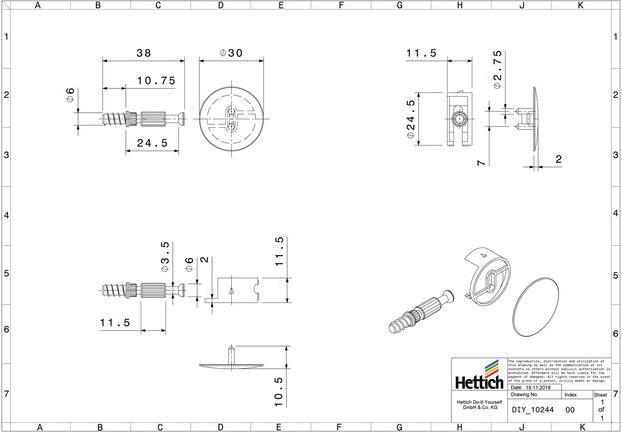 Immagine prodotto Hettich Verbindungsbeschlag 25/24,5 mm, verzinkt (Raccordo di collegamento, 8 pz.)