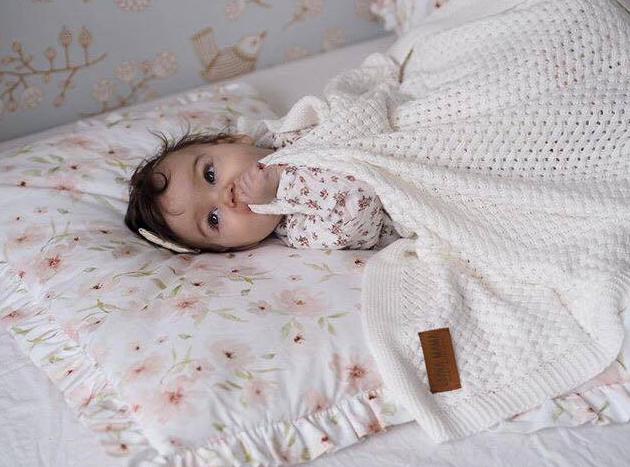 Immagine prodotto Qbana Mama Coperta all'uncinetto in bambù crema (90 x 75 cm)