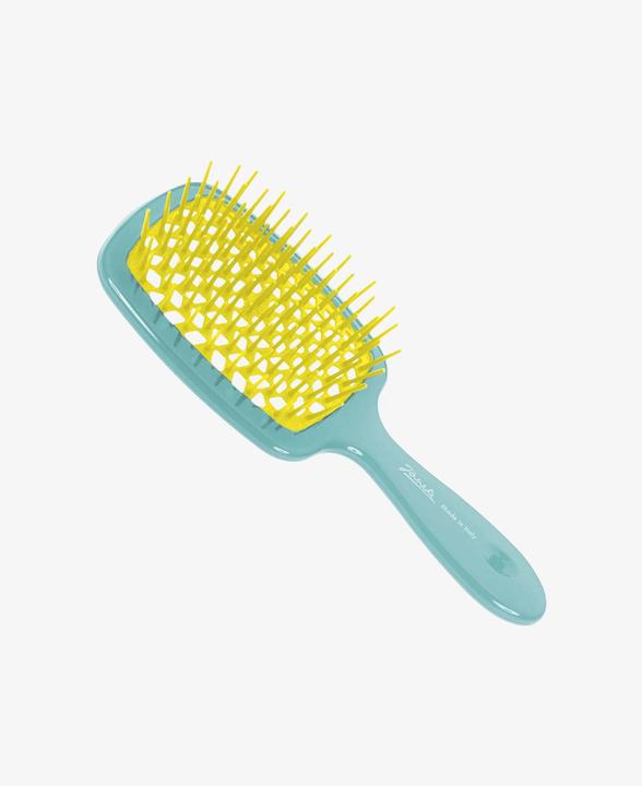 Actual product image Janeke Superbrush Hairdresser Brush For Combing Turquoise-Yellow
