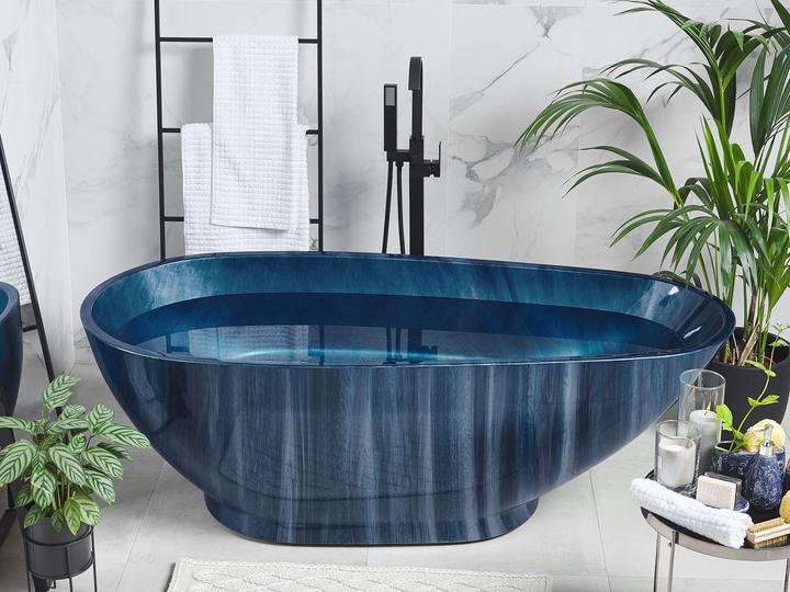 Image du produit Beliani Baignoire à poser bleu marine aspect marbre 170 x 80 cm RIOJA (178 l, 170 cm)