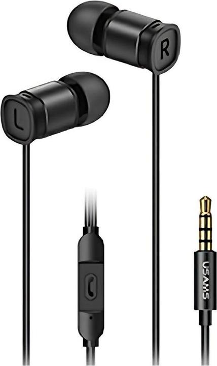 Produktbild Usams Kopfhörer AUX-Anschluss 3.5mm 1.2m - Schwarz (keine Geräuschunterdrückung, Kabelgebunden)