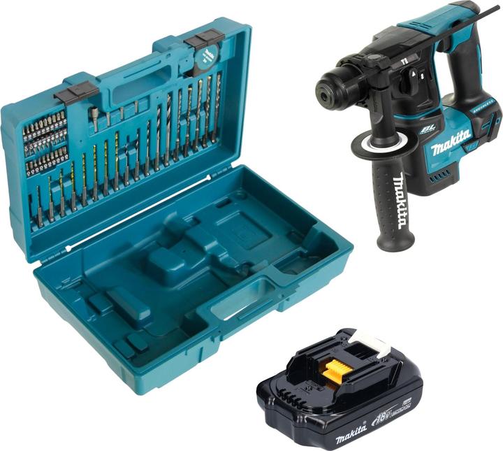 Image du produit Makita DHR 171 Y1X3 Marteau perforateur sans fil 18 V 1.2 J SDS-Plus Brushless + 1x batterie 1.5 Ah + 65 (Fonctionnement sur batterie)