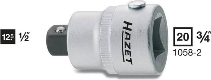 Actual product image HAZET Reducer 1058-2 ∙ Square, hollow 20 mm (3/4 inch) ∙ Square, solid 12.5 mm (1/2 inch) (20 mm)