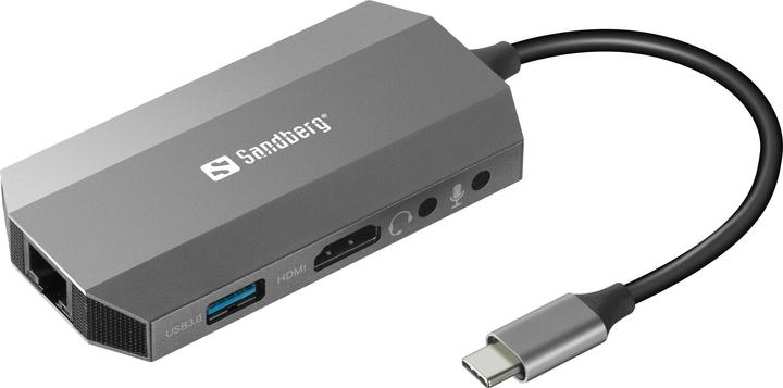 Produktbild Sandberg USB-C 6-in1 Travel Dock (USB-C, 6 Ports)