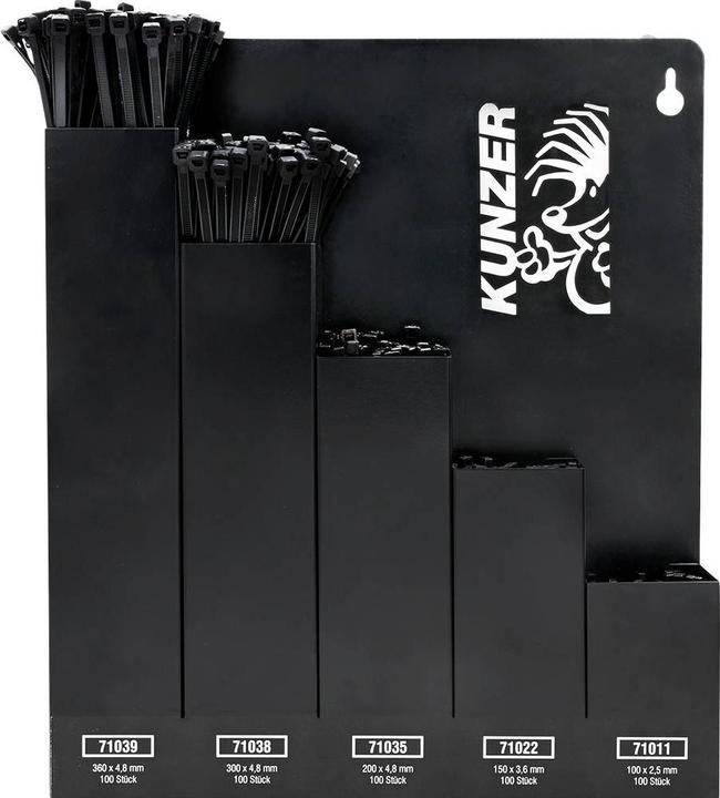 Image du produit Kunzer 7KBS500 Kabelbinder-Sortiment 100 mm, 150 mm, 200 mm, 300 mm, 360 mm Sc (500 pcs)