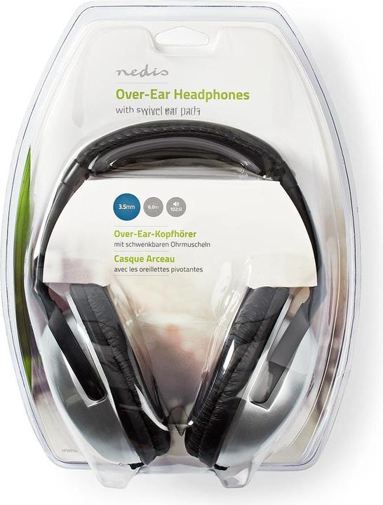 Actual product image Nedis Headphones with cable - Over-Ear - 6 m Round cable - HiFi - Ergonomic ear cups - Silver (Cable)