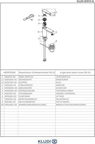 Immagine prodotto Kludi Miscelatore monocomando per lavabo ZENTA SL DN 15 chr