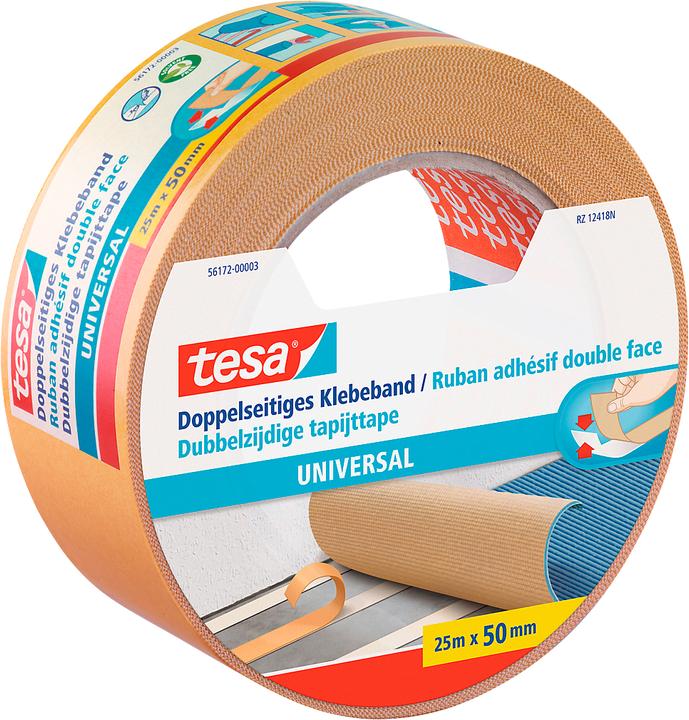 Produktbild tesa Doppelseitiges Klebeband Universal, 25 m x 50 mm, weiss, 6 Rollen (50 mm)