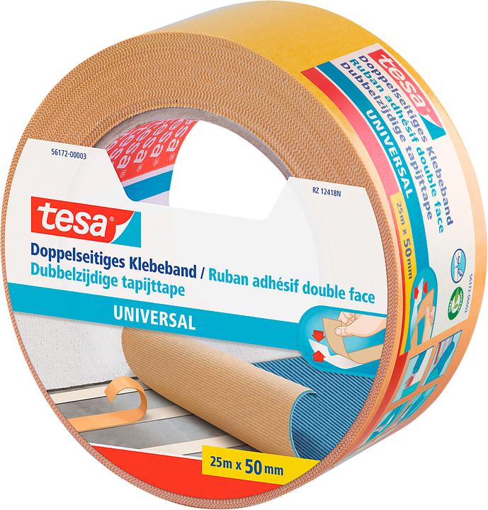 Produktbild tesa Doppelseitiges Klebeband Universal, 25 m x 50 mm, weiss, 6 Rollen (50 mm)