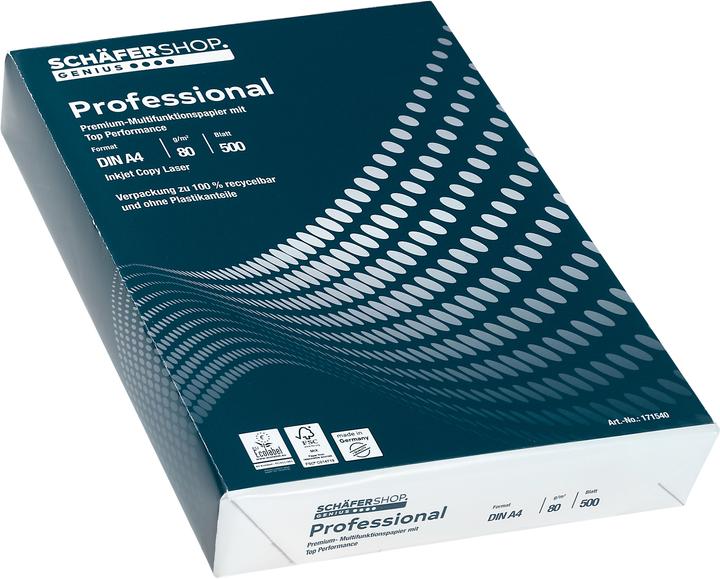 Produktbild Schäfer Shop Kopierpapier Professional DIN A4, 80 g/m², Premiumweiss, FSC, EU-Blume, Made... (80 g/m², 2500 x, A4)