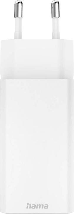 Actual product image Hama Fast charger, GaN, 2x USB-C, PD/Qualcomm®, mini charger, 65 W, white (65 W)
