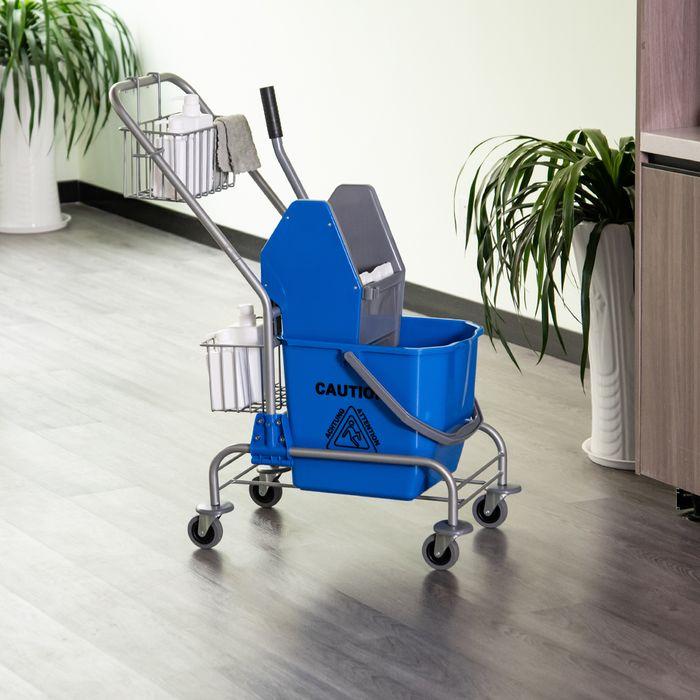 Immagine prodotto Swisshandel24 Putzwagen Reinigungswagen 26 Liter Wischwagen mit Wringer Rollen Blau (1 pz.)
