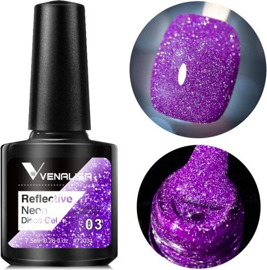 Produktbild Venalisa Gellack Reflective Neon Disco Gel BD03 (Lila Glitzer, Gel-Effekt Nagellack)