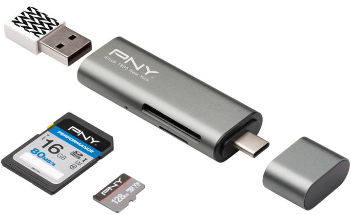 PNY Lecteur/adaptateur de cartes RTCUA3N USB type C/A (USB, USB 3.1, USB 2.0)
