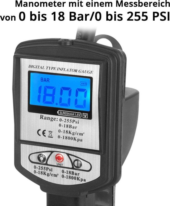 Actual product image Stahlwerk Digital compressed air tyre inflation gun DRP-18 ST Measuring range 0-18 bar