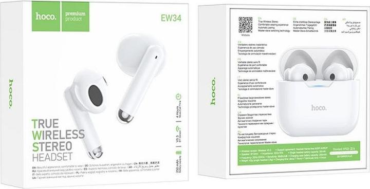 Immagine prodotto Hoco - Wireless Earbuds (EW34) - TWS with Bluetooth 5.3 - White (Senza fili)