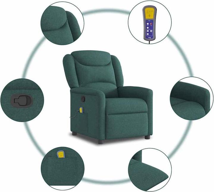 Actual product image VidaXL Massage armchair Dark green fabric Massage TV armchair