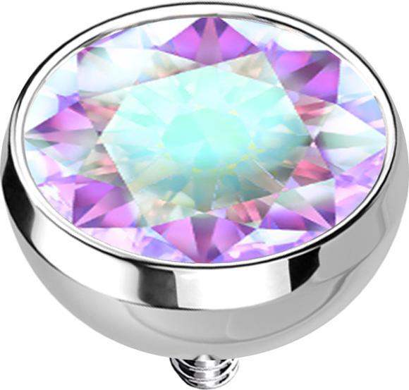 Produktbild Star Piercing Dermal Anchor Halbkugel silber mit Kristall multicolor (ohne Messing, Chirurgenstahl 316L)