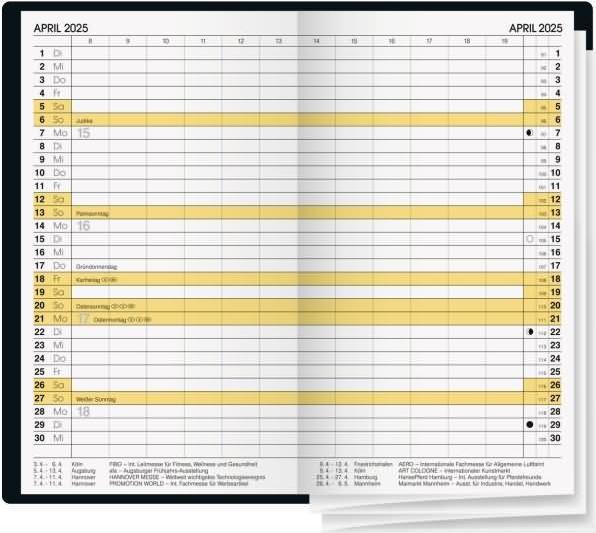 Produktbild Faltkalender 746 8,7x15,3cm 1 Monat/2 Seiten Leder schwarz 2025 (Deutsch)