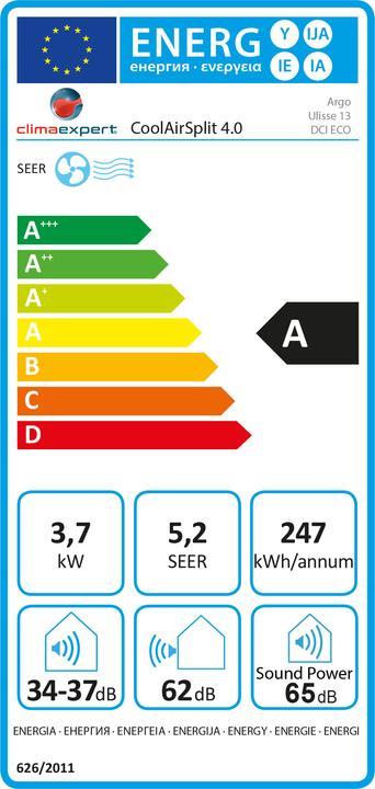Label énergétique Climaexpert CoolAir Split 4.0 Super Silent Eco (70 m², 14000 BTU/h)