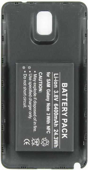Image du produit AccuCell Batterie Samsung Galaxy Note 3, B800BE, B800BU avec boîtier noir sans NFC
