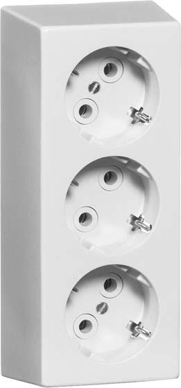 Actual product image Peha socket outlet 3f ws glz AP IP20 complete housing horiz/vert earth contact type F