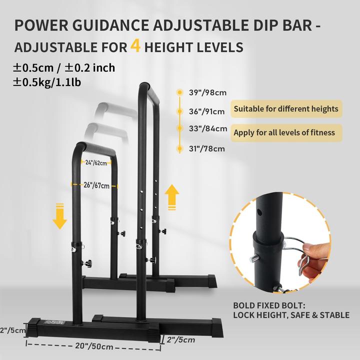 Actual product image Power guidance Dip Bar, Black