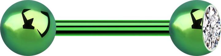 Immagine prodotto Star Piercing Barbell verde con palla e cristallo a sfera argento (Titanio G23, senza ottone)