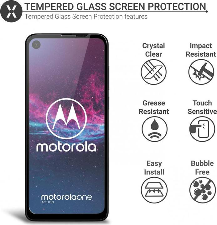 Actual product image Screenguard Motorola One Action Full Screen Protective Glass Film 2.5D 9H (1 Piece, Motorola One Action)
