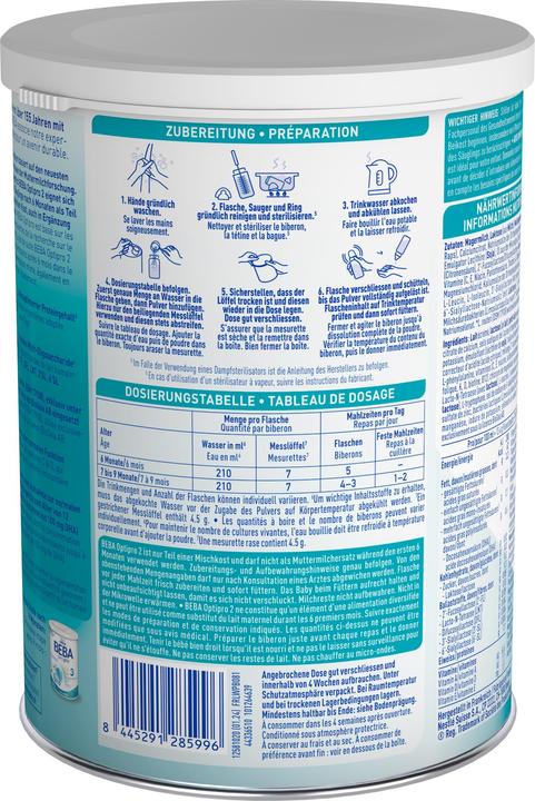 Valori nutrizionali e ingredienti Beba Optipro 2 (800 g, da 6 m.)