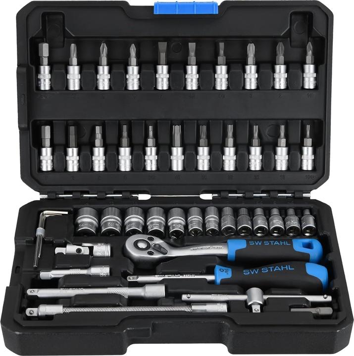 Image du produit SW-Stahl 07748L Jeu de clés à douilles 1/4" pouce hexagonal I Coffret à outils 48 pièces I Coffret de