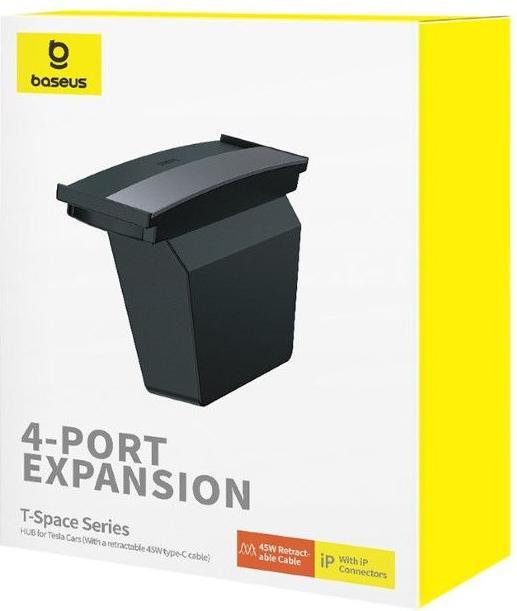 Immagine prodotto Baseus HUB USB serie T-Space per Tesla Model 3 / Y con cavo USB C integrato da 45 W - Nero