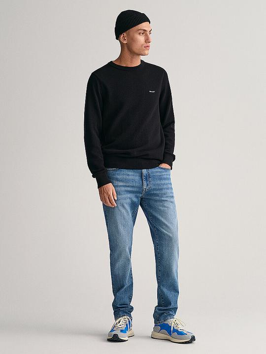 Produktbild GANT Cotton Pique Pullover Crew Neck Black (S, L, 3XL)