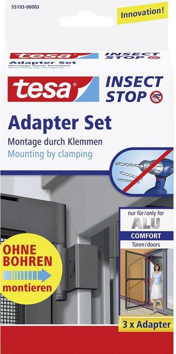 Produktbild tesa Insektenschutz Alu COMFORT Adapter für Türen, zur Montage ohne Bohren