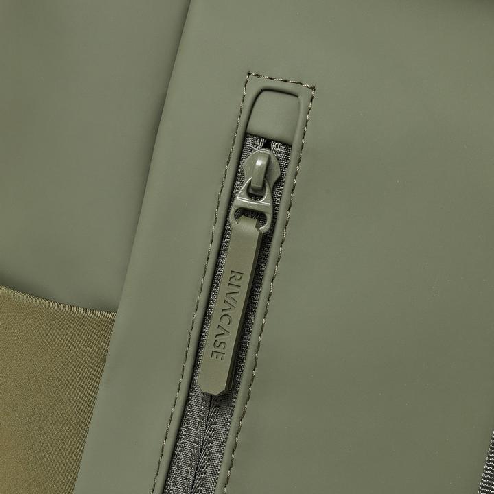 Immagine prodotto Rivacase Rolltop Eco Waterproof RPET PU Leather Backpack for Men and Women, Olive Green (17 l)