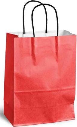 Actual product image Mailmedia Paper carrier bag with cord, 3.5 litres, red Dimensions: (W)180 x (D)80 x (H)240 mm, made of Kraft