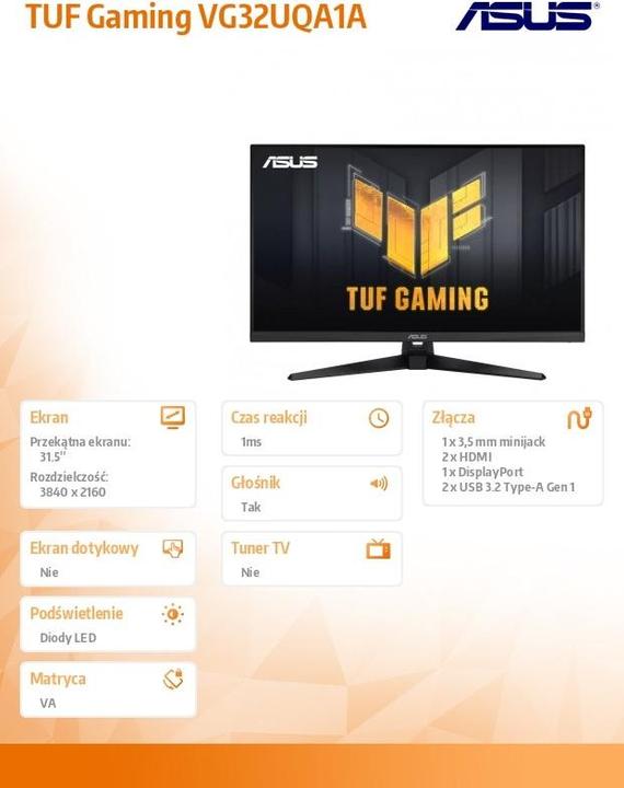 Produktbild ASUS TUF Gaming VG32UQA1A (3840 x 2160 Pixel, 31.50")