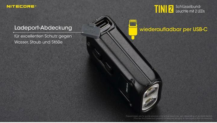 Actual product image Nitecore TINI 2 - 500 lumen, black (4.70 cm, 500 lm)