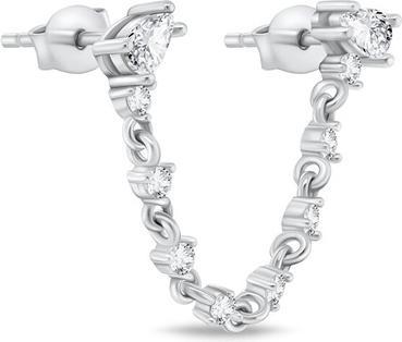 Brilio Silver - Original dangling earrings with zircons EA872W