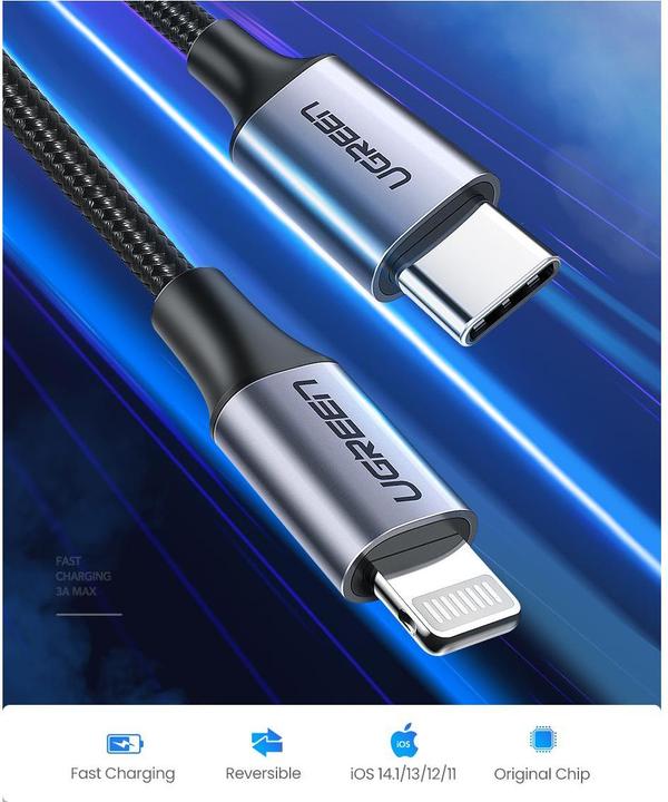 Actual product image Ugreen Lightning to USB-C 2.0 Cable (1 m, USB 2.0)