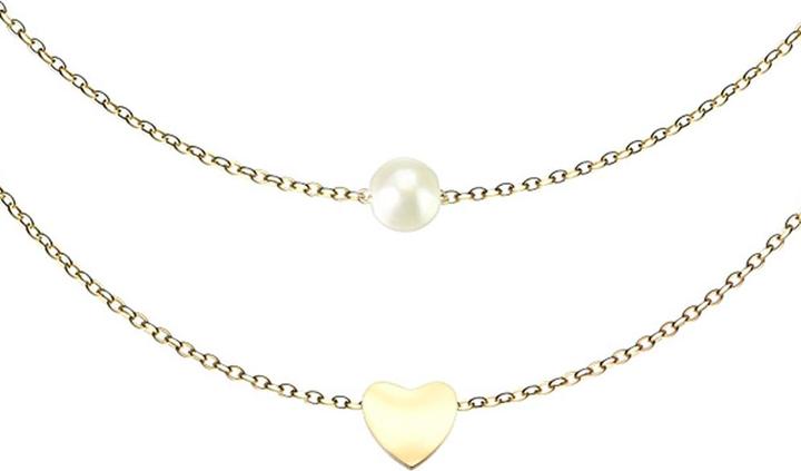 Produktbild Hollywood Body Jewelry Kette vergoldet Anhänger Perle und Herz (ohne Messing, Chirurgenstahl 316L)