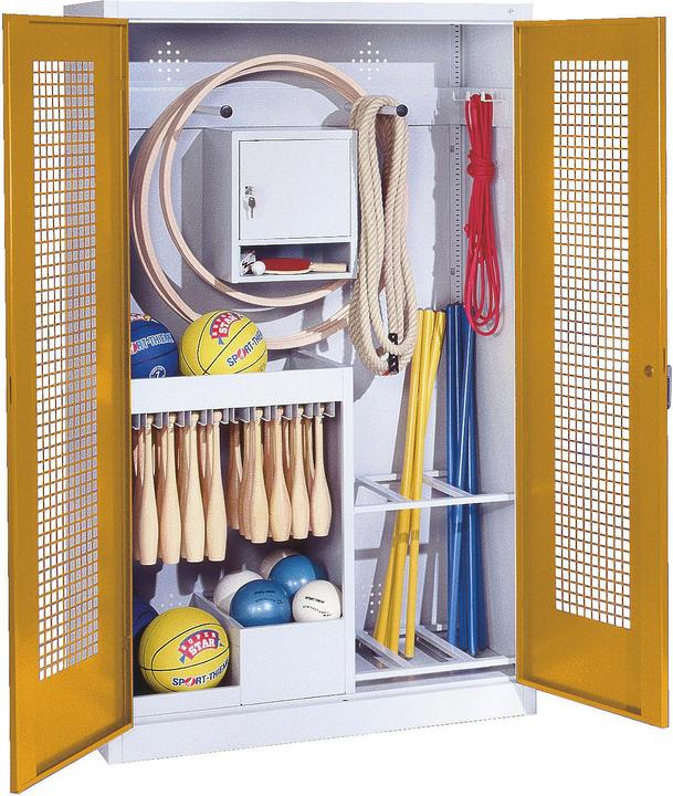Produktbild C+P Sportgeräteschrank (HxBxT: 195x120x50 cm, mit Lochblech-Flügeltüren, Typ 1)