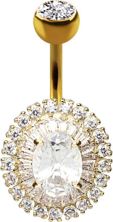 Star Piercing Banane 14k vergoldet Kristall Löwenzahn silber (Messing, Chirurgenstahl 316L)