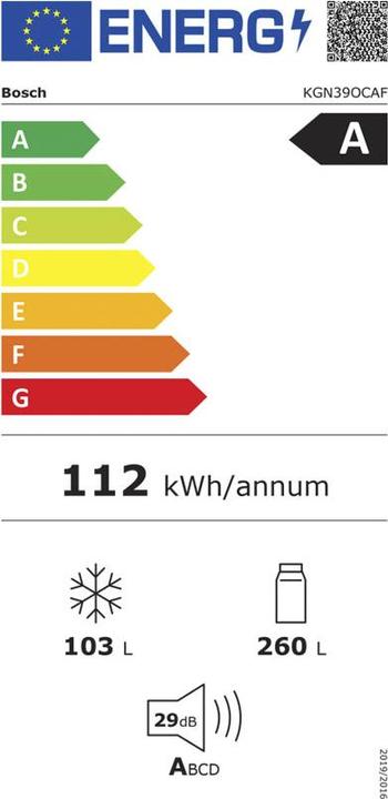 Energie-Label Bosch Hausgeräte BOSCH KGN39OCAF Kühl-/Gefrierkombi (363 l)