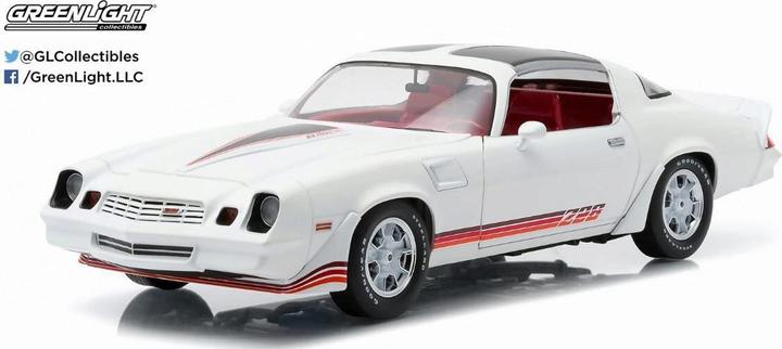 Image du produit 1981 Chevy Camaro Z/28 blanche avec des bandes rouges