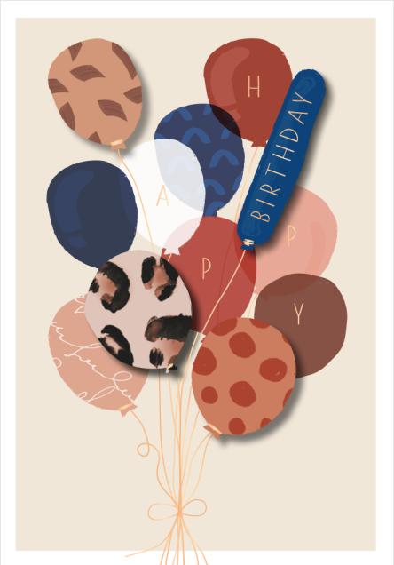 Produktbild Geburtstagskarte Ballone - Happy Birthday (1 Stk.)